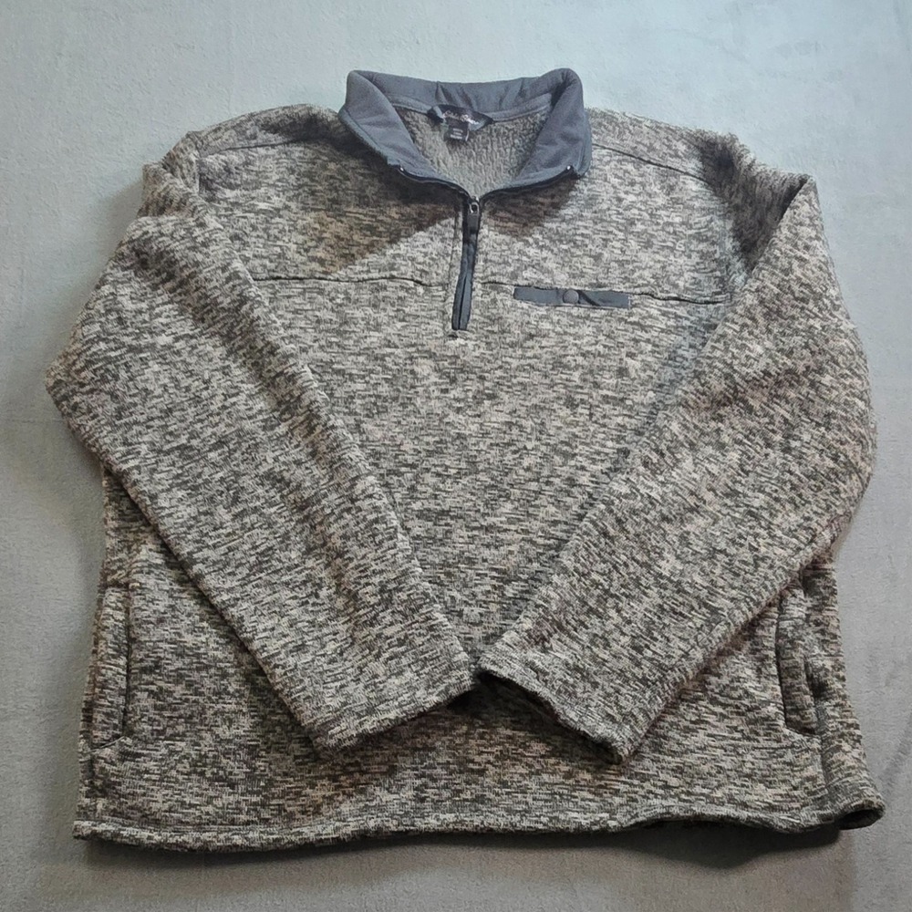 Eddie Bauer 1/4 Zip Pullover Sweater Fleece Gray Heathered Mens Size 2x XXL